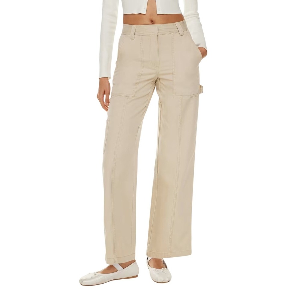Aritzia Sun Deh Beige Oscar 100% Organic Cotton Mid Rise Carpenter Pant Size 6